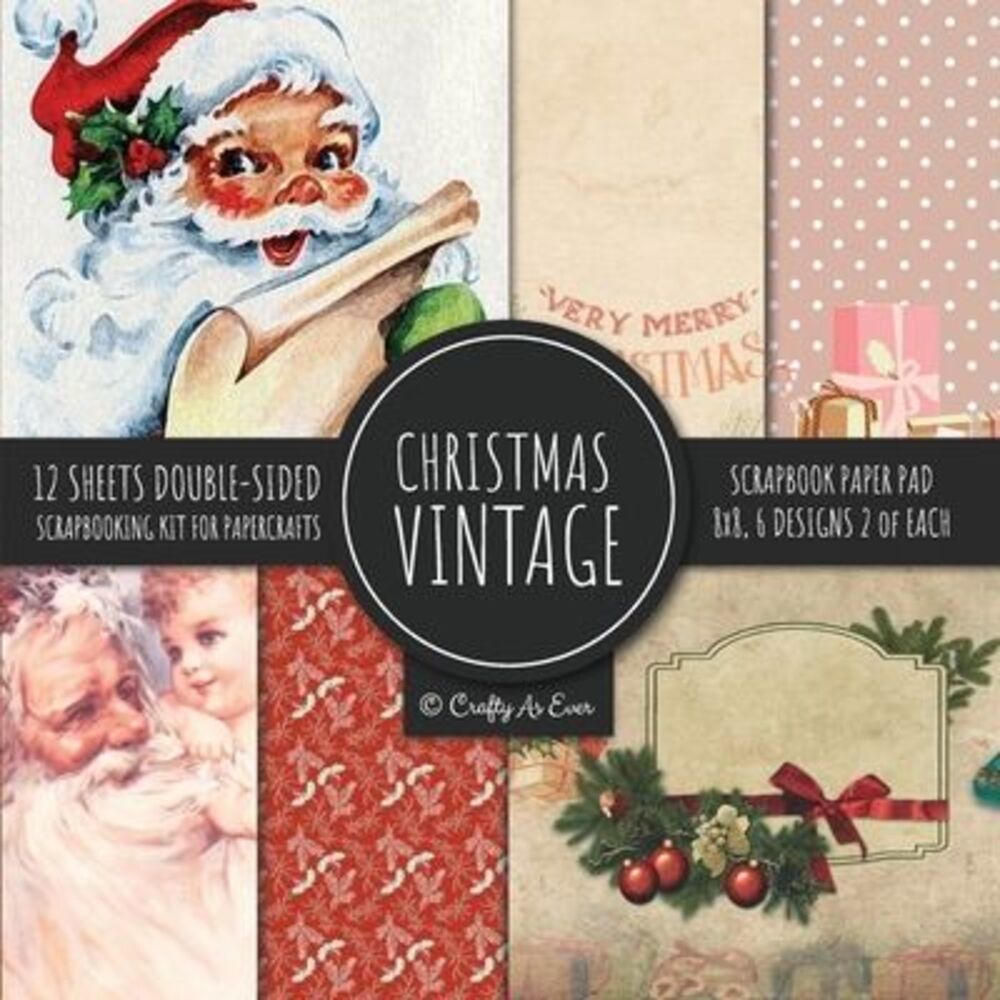 Vintage Christmas Scrapbook Paper Pad 8x8 Scrapbooking Kit for Papercrafts, Card